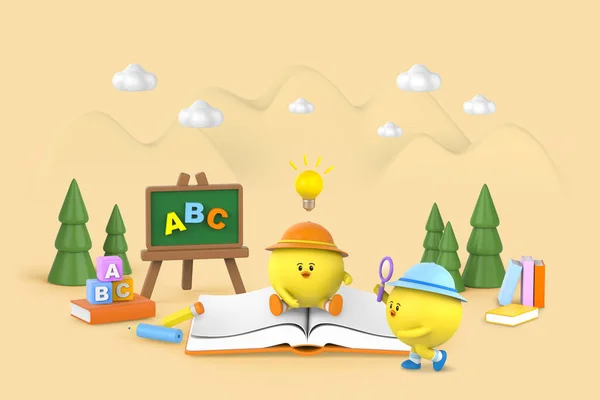 Graphic Rendered Education Character Alphabet Book — Stock Photo, Image