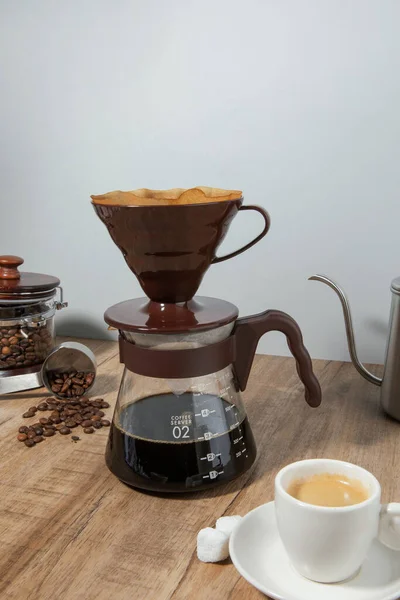 Creative Concept Photo Drip Coffee Close — Stock fotografie