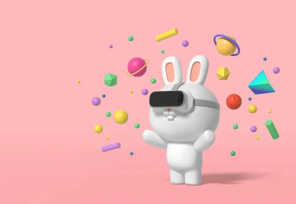Rendered Cute Rabbit Character Virtual Reality — Stock Photo, Image