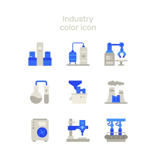 Vector Icon Set Production Facility Mechanical Equipment Pollution — Image vectorielle