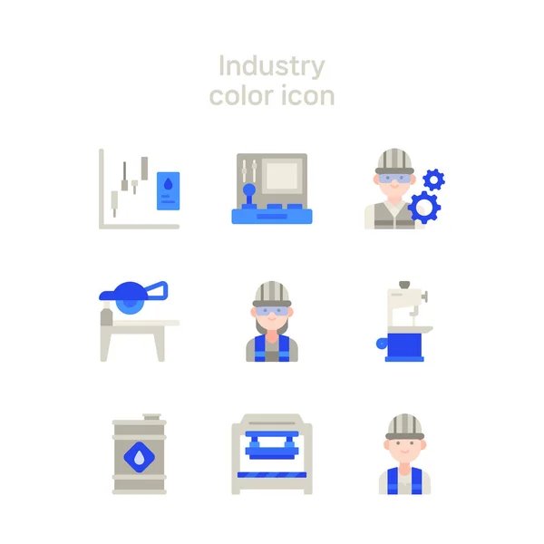 Vector Icon Set Production Facility Mechanical Equipment Pollution — 图库矢量图片