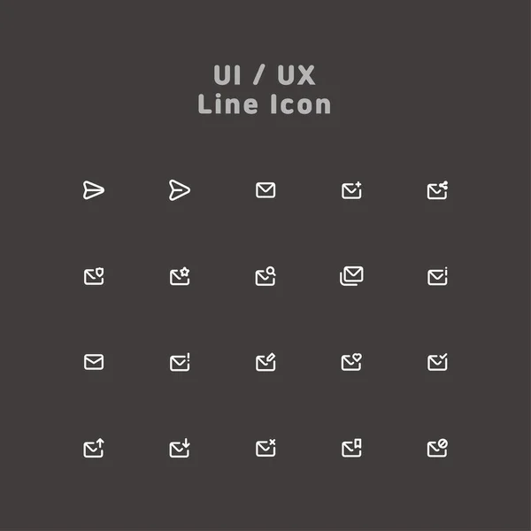 Simple White Minimal Line Icons Set Vector Illustration — 图库矢量图片