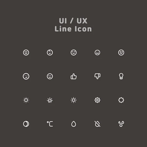 Simple White Minimal Line Icons Set Vector Illustration — Stock Vector