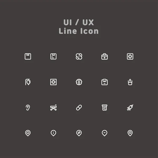 Einfache Weiße Minimale Linie Icons Set Vektorillustration — Stockvektor