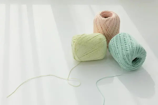 Aesthetic Photo Handmade Crafting Hobbies Knitting Yarn — Stock Photo, Image