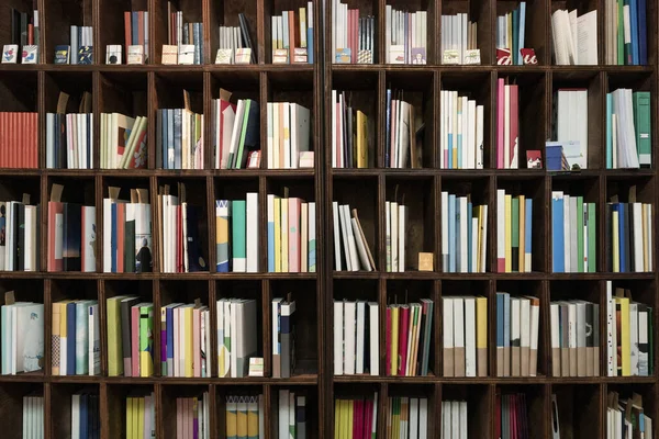 Bookshelf Filled Books Close View — Stock Photo, Image