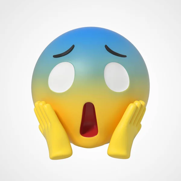 Emoji Personagem Emoticon Surpresa Medo — Fotografia de Stock