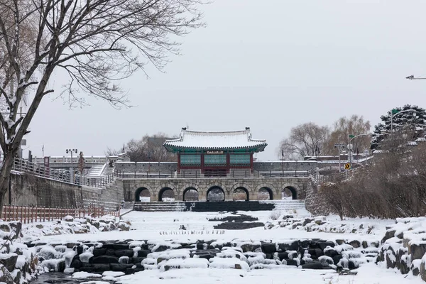 stock image winter scenery of Suwoncheon, Korea