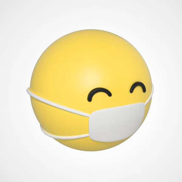 Emoji Emoticon Χαρακτήρα Φορώντας Μια Μάσκα — Φωτογραφία Αρχείου