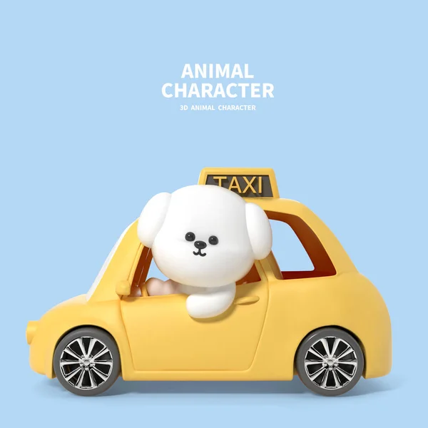 3d dog animal character for pet friendly cab service