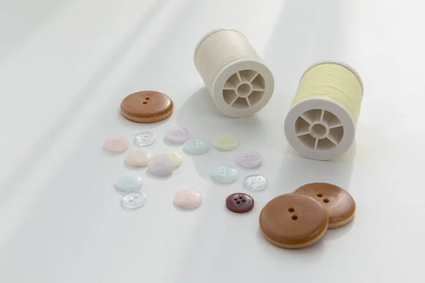 Aesthetic Photo Handmade Crafting Hobbies Thread Buttons — Stock Photo, Image