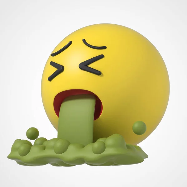 Emoji Emoticon Karaktär Kräkas Illamående Sjukdom — Stockfoto