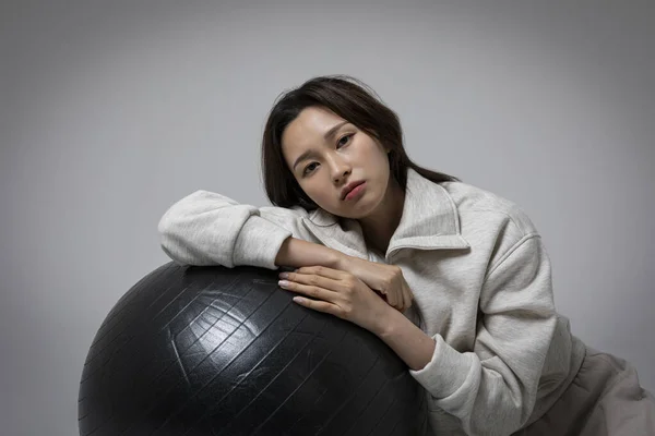 Stressed Depressed Korean Business Woman Pink Suit Frustrated — Stock Photo, Image