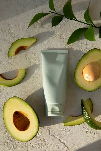 Creative Photo Nature Beauty Products Cream Avocado — Stock Photo, Image