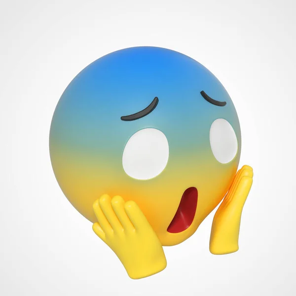 3d emoji emoticon character, surprise and fear