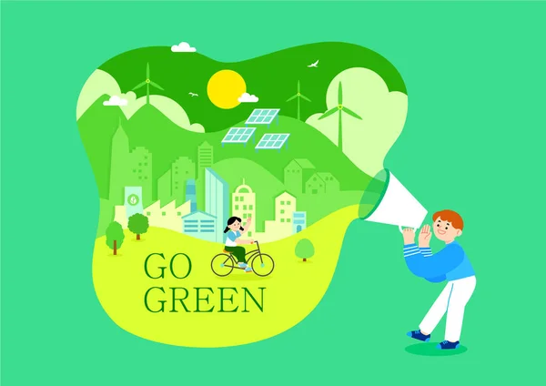 Εικονογράφηση Φορέα Έννοια Της Πράσινης Ενέργειας — Διανυσματικό Αρχείο