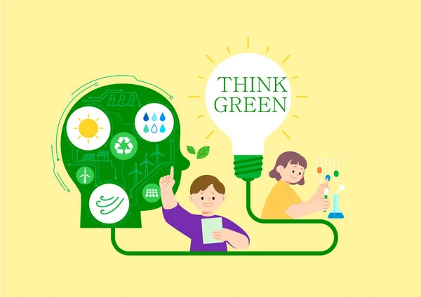 Zielone Środowisko Kampania Rysunek Uratować Ziemię — Wektor stockowy