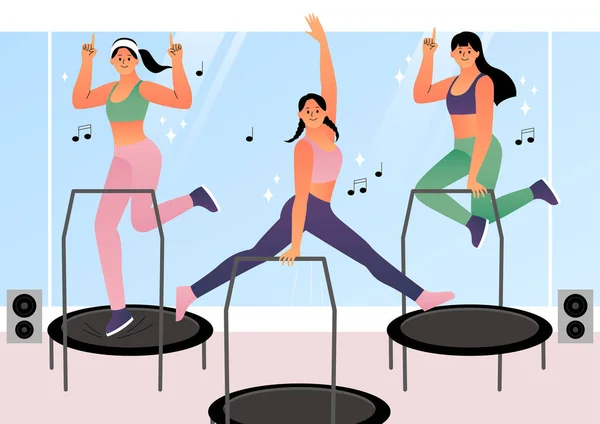 Spaß Bewegung Und Gesundheit Hobbys Menschen Tun Springen Tanz Vektor — Stockvektor
