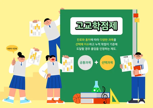 Liceum Kredyt System Punktacji Korei Azja Wektor Ilustracji — Wektor stockowy