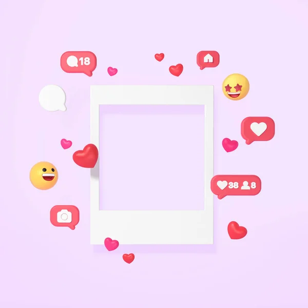 Sns Event Frame Smiling Emoji Heart Follow — Stock Photo, Image