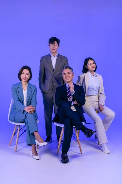 Asian Korean Senior Middle Aged Young Male Female Colleagues Models — Stock Photo, Image