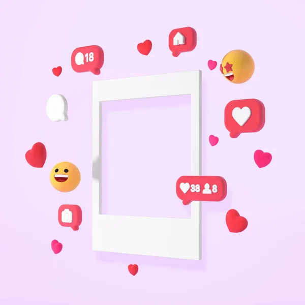 Sns Event Frame Smiling Emoji Heart Follow — Stock Photo, Image