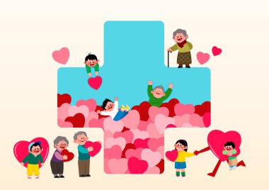togetherness campaign drawing with characters vector illustration clipart