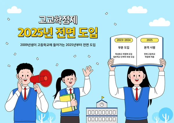 Infograficzny Rysunek Systemu Klasyfikacji Kredytów Szkołach Średnich Korei Ilustracja Wektorowa — Wektor stockowy