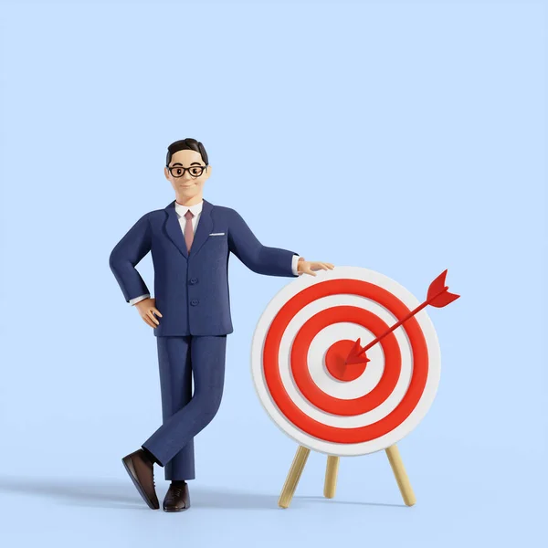 Business Male Character Arrow Target — Stock Photo, Image