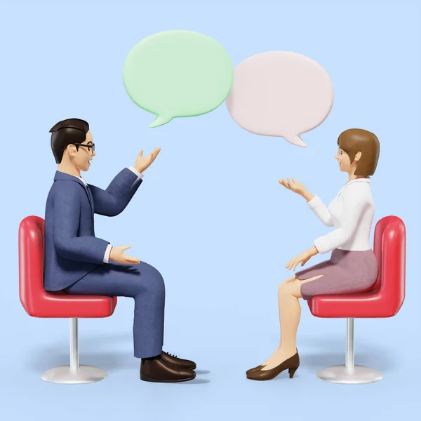 Business Man Woman Character Talking Each Other — Stock Photo, Image