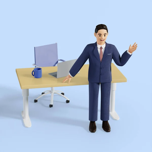 職場における3Dビジネス男性キャラクター — ストック写真