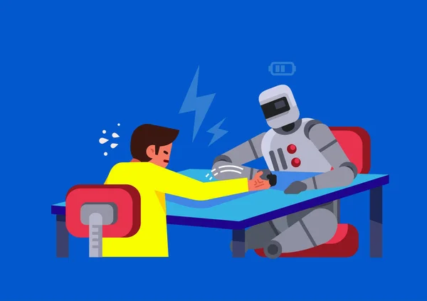 Sztuczna Inteligencja Robot Kontra Człowiek Wektor Ilustracja — Wektor stockowy