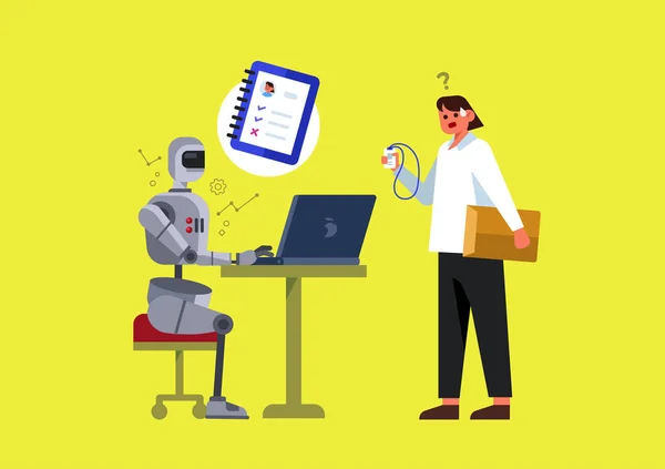 Ai人工知能ロボット対人間ベクトル図 — ストックベクタ