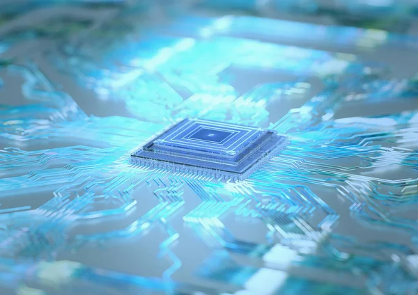 Grafika Sztucznej Inteligencji Chip Serwer — Zdjęcie stockowe