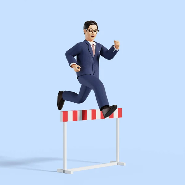 Business Male Character Taking Leap Concept — Stock Photo, Image