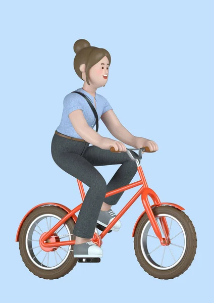 Startup Concept Business Woman Character Cycling Concept — Stock Photo, Image