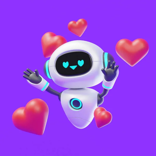 Artificiell Intelligens Robot Lycklig Känsla Koncept — Stockfoto