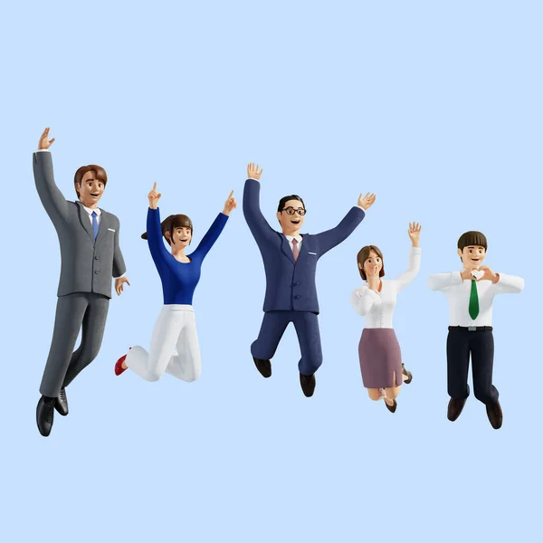 Business Male Character Office Workers Jumping Concept — Stock Photo, Image