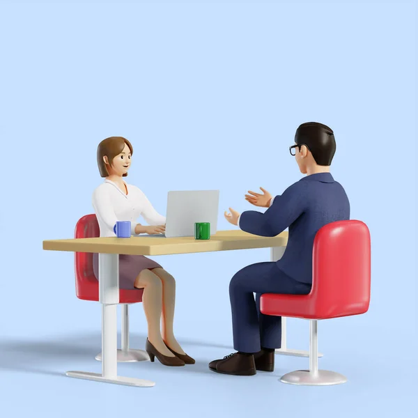 会話の概念を持つ3Dビジネス男性キャラクター — ストック写真