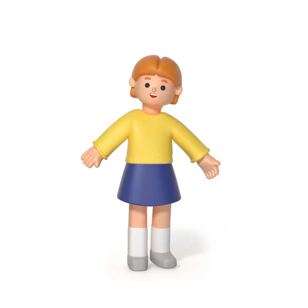 3Dファミリーキャラクター 娘のコンセプト — ストック写真