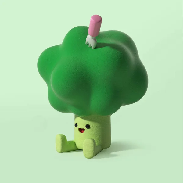 Erken Çocukluk Eğitimi Karakter Brokoli Konsepti — Stok fotoğraf