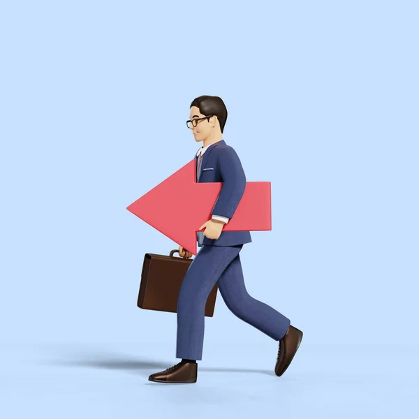 Business Male Character Walking Arrow Concept — Stock Photo, Image