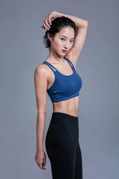 Beauté Saine Concept Photo Coréen Asiatique Belle Femme Debout Pose — Photo