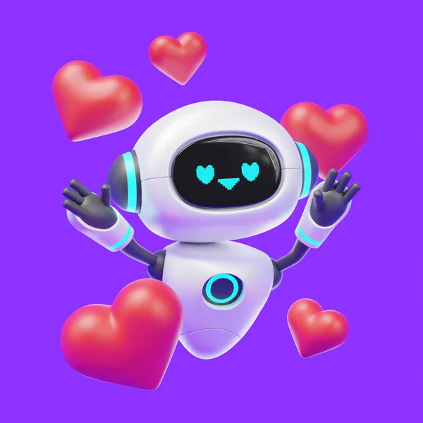 Yapay Zeka Robotu Mutlu Duygu Konsepti — Stok fotoğraf