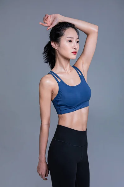 Saludable Belleza Concepto Foto Coreano Asiático Hermosa Mujer Pie Poses —  Fotos de Stock
