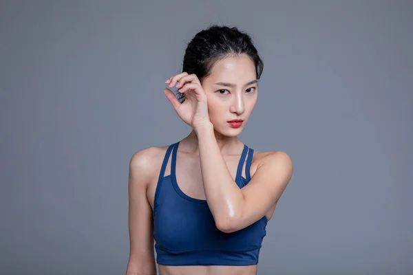 Gesunde Schönheit Konzept Foto Von Koreanischen Asiatischen Schöne Frau Wischt — Stockfoto