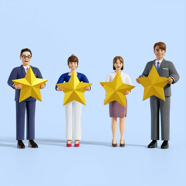 Business Male Character Office Workers Holding Stars Concept — Stock Photo, Image