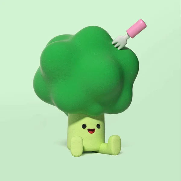 Voorschools Onderwijs Karakter Broccoli Concept — Stockfoto