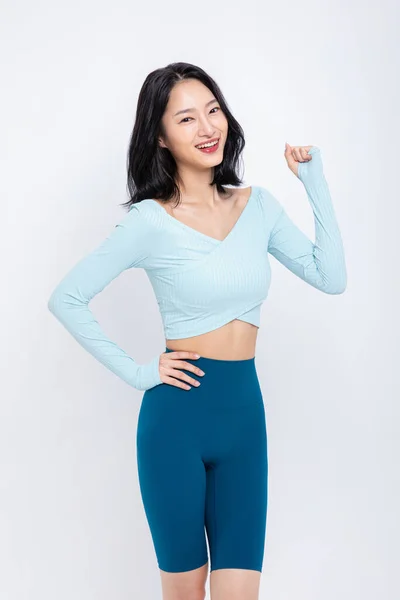 Saludable Belleza Concepto Foto Coreano Asiático Hermosa Mujer Con Movimiento — Foto de Stock