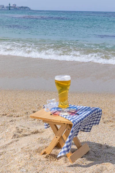 Sea View Beer Close View — Stock Photo, Image